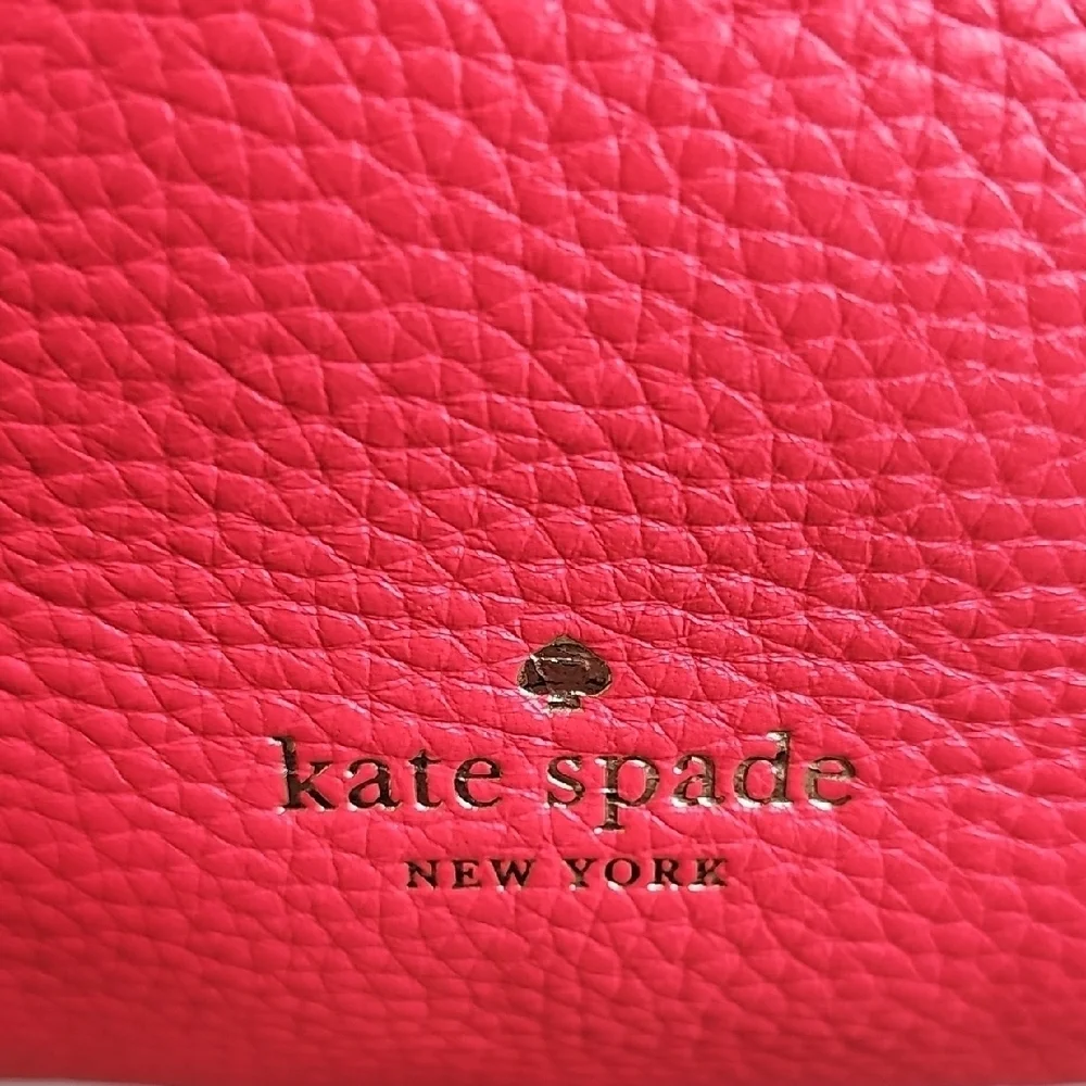 KATE SPADE LIKE NEW CORAL PEBBLED LEATHER SATCHEL 2 WAY - Picture 5 of 12